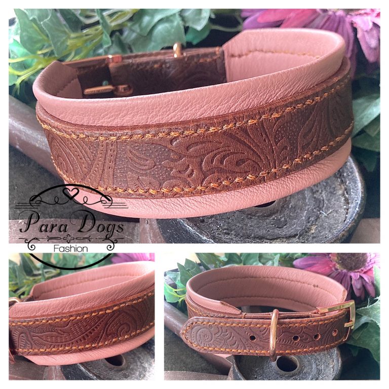 Lederhalsband mit floralem Lederriemen in 2,5 cm