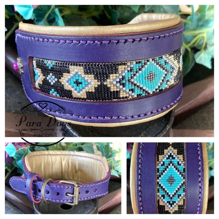 Lederhalsband mit Perleninlay