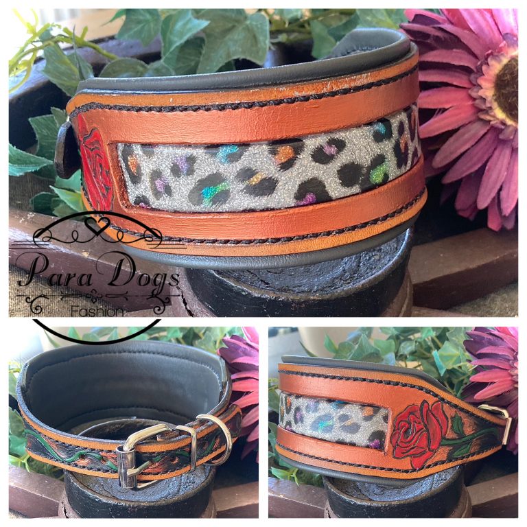 Lederhalsband mit Inlay und Handbemalung