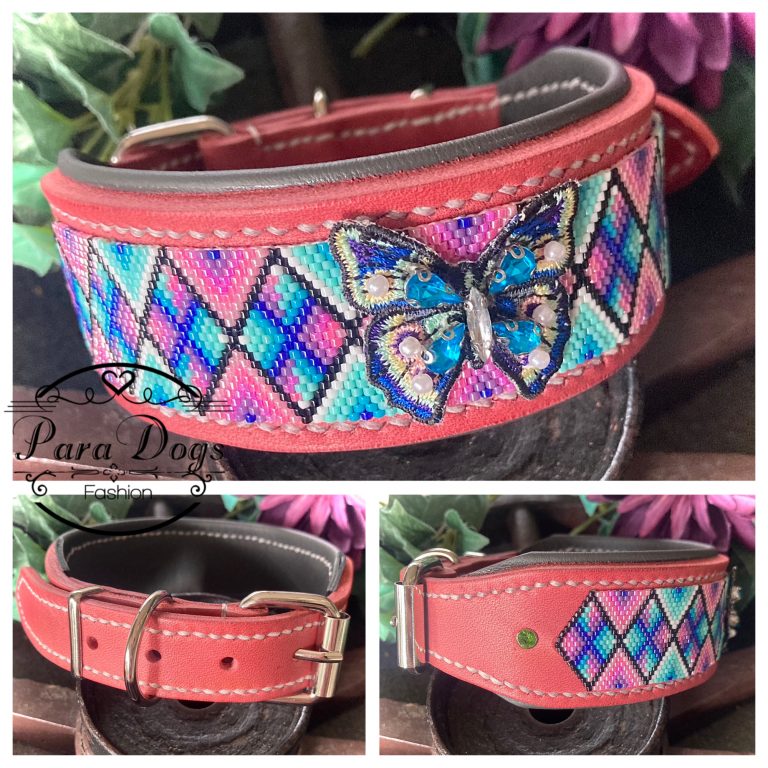 Fettleder Halsband mit Perlenband
