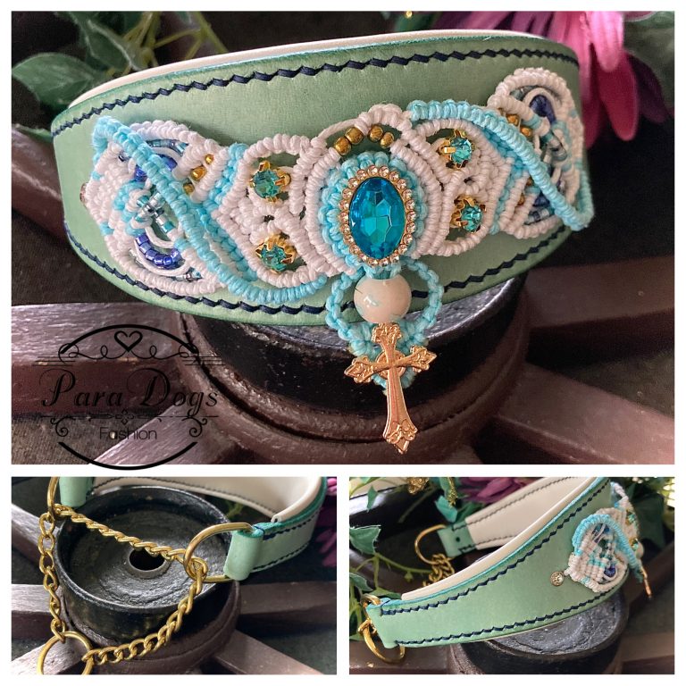 Fettlederhalsband mit Makramee